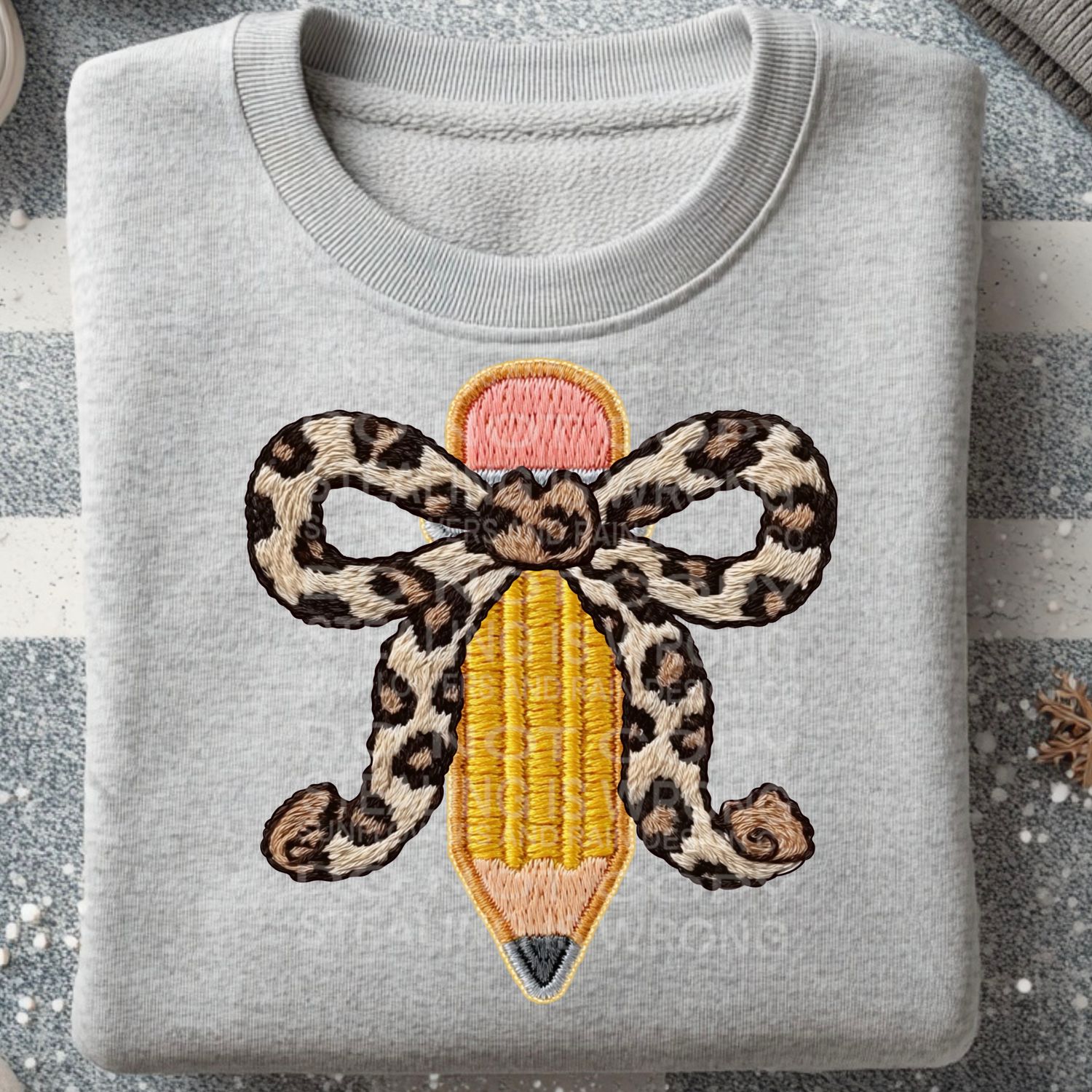 Pencil bow embroidery png file for sublimation and dtf shirts. Digital download only.