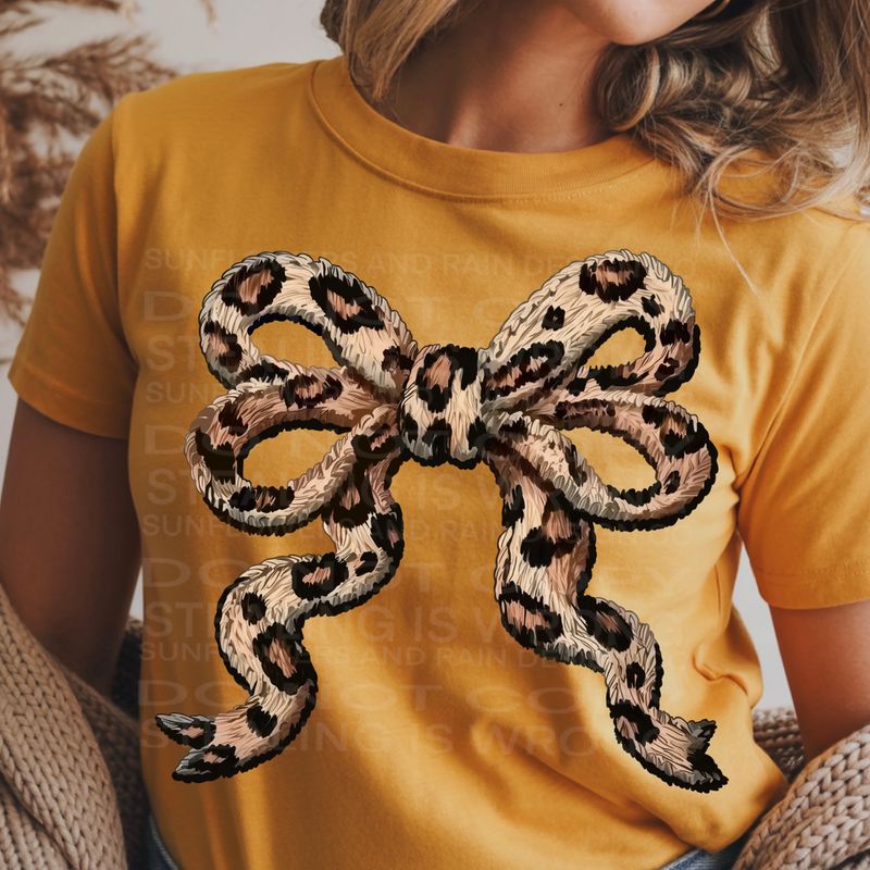 Leopard print preppy bow  png file for sublimation and dtf shirts. Digital download only.