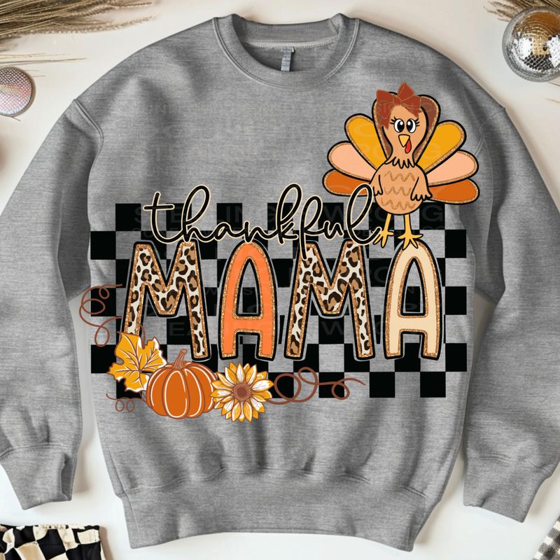 Thankful Mama png file for sublimation and dtf shirts. Digital download only.