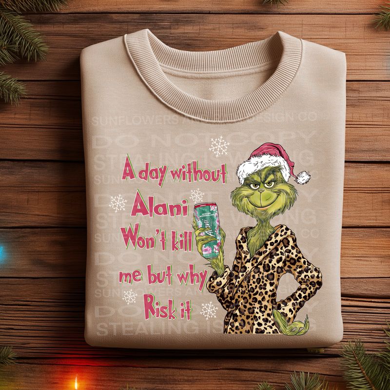 Grinch Alani png file for sublimation and dtf shirts. Digital download only.