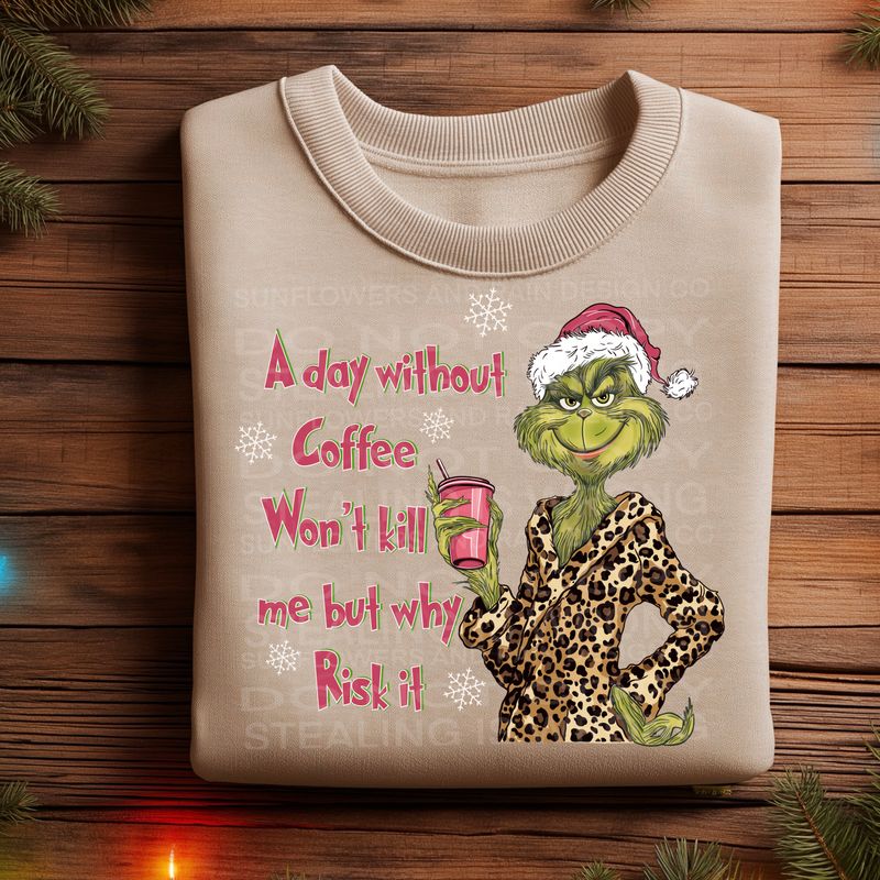 Grinch coffee png file for sublimation and dtf shirts. Digital download only.
