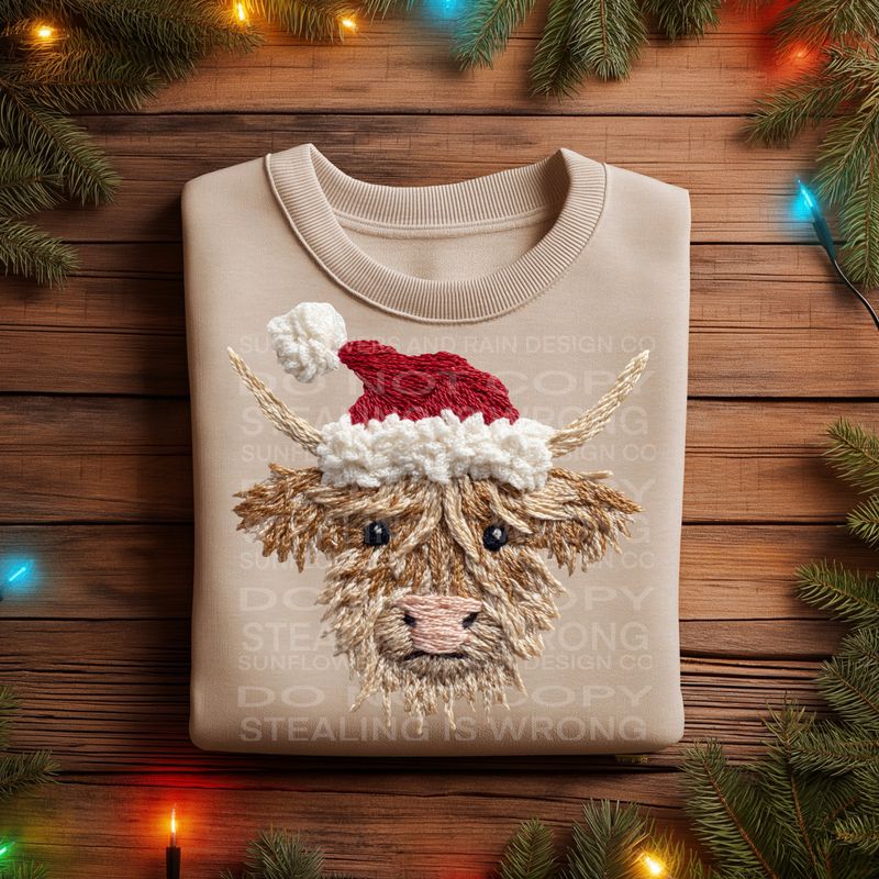 Yarn Christmas highland cow  png file for sublimation and dtf shirts. Digital download only.