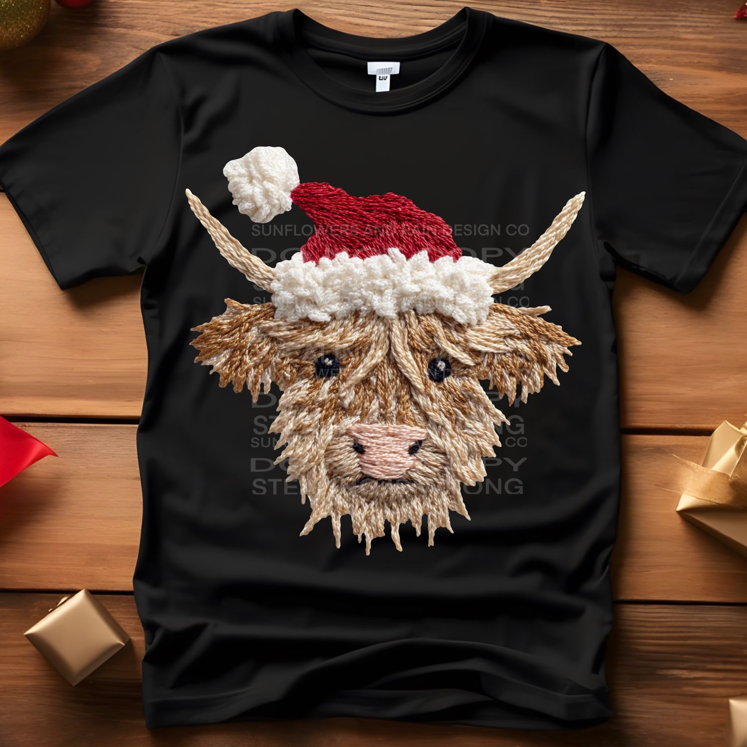 Yarn Christmas highland cow  png file for sublimation and dtf shirts. Digital download only.
