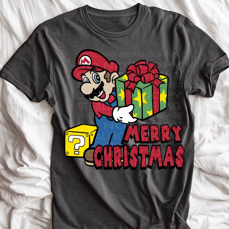 Mario Christmas png file for sublimation and dtf shirts. Digital download only.