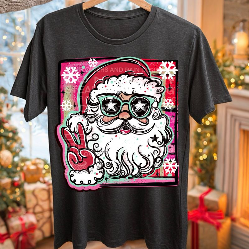 Santa peace png file for sublimation and dtf shirts. Digital download only.