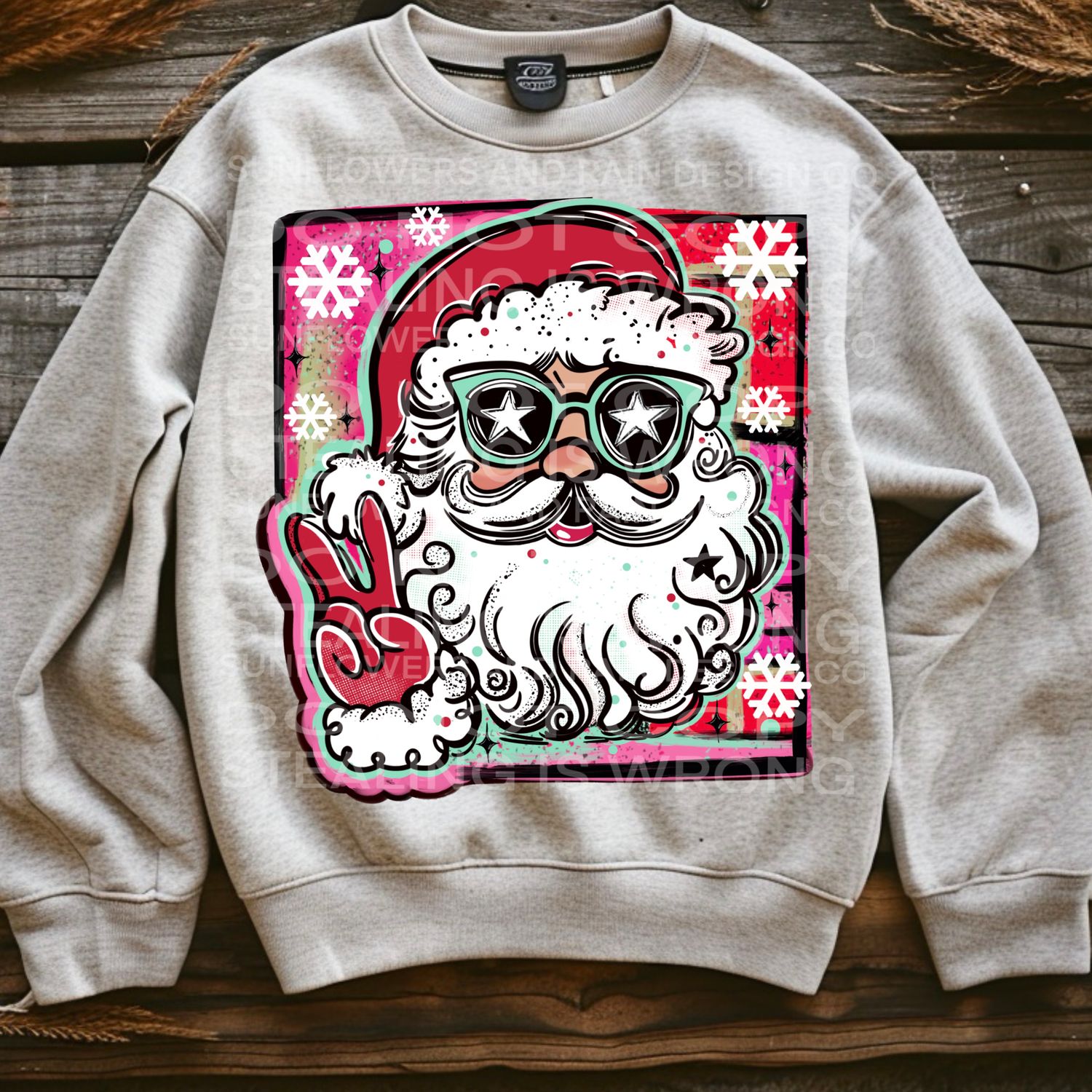 Santa peace png file for sublimation and dtf shirts. Digital download only.