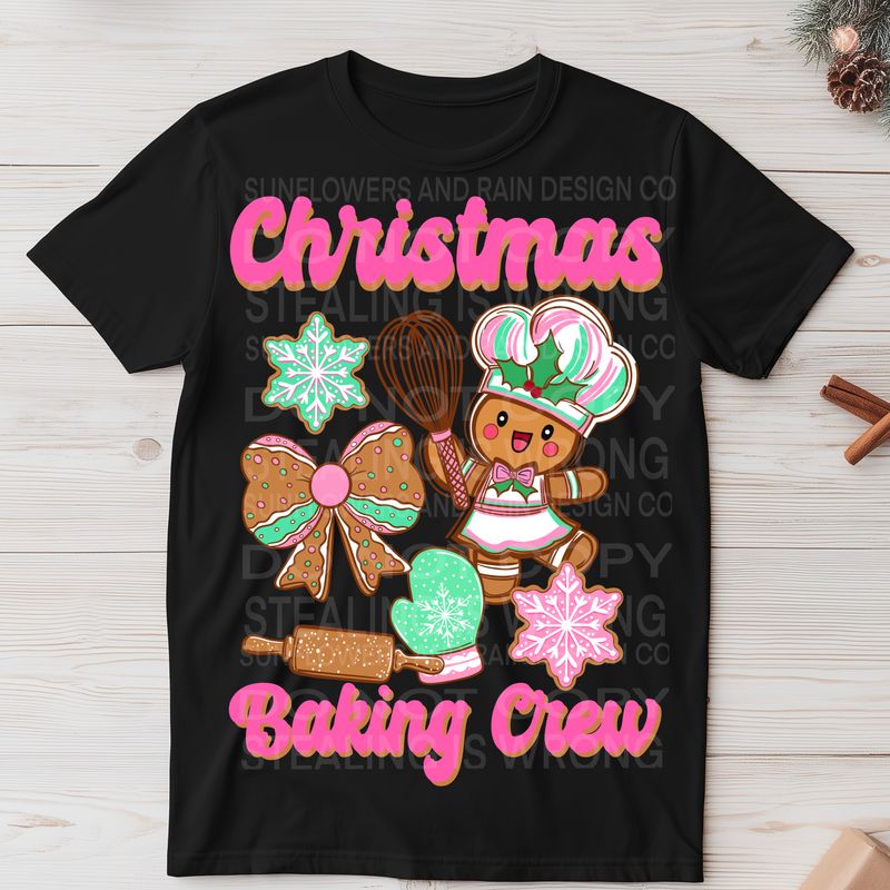 Christmas baking crew pink  png file for sublimation and dtf shirts. Digital download only.