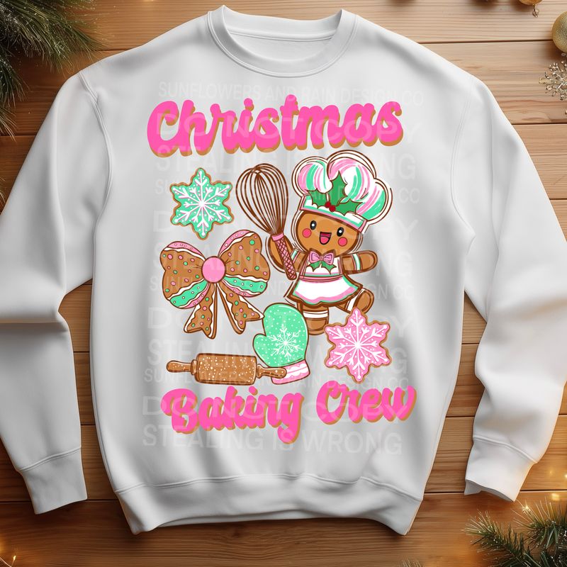 Christmas baking crew pink  png file for sublimation and dtf shirts. Digital download only.
