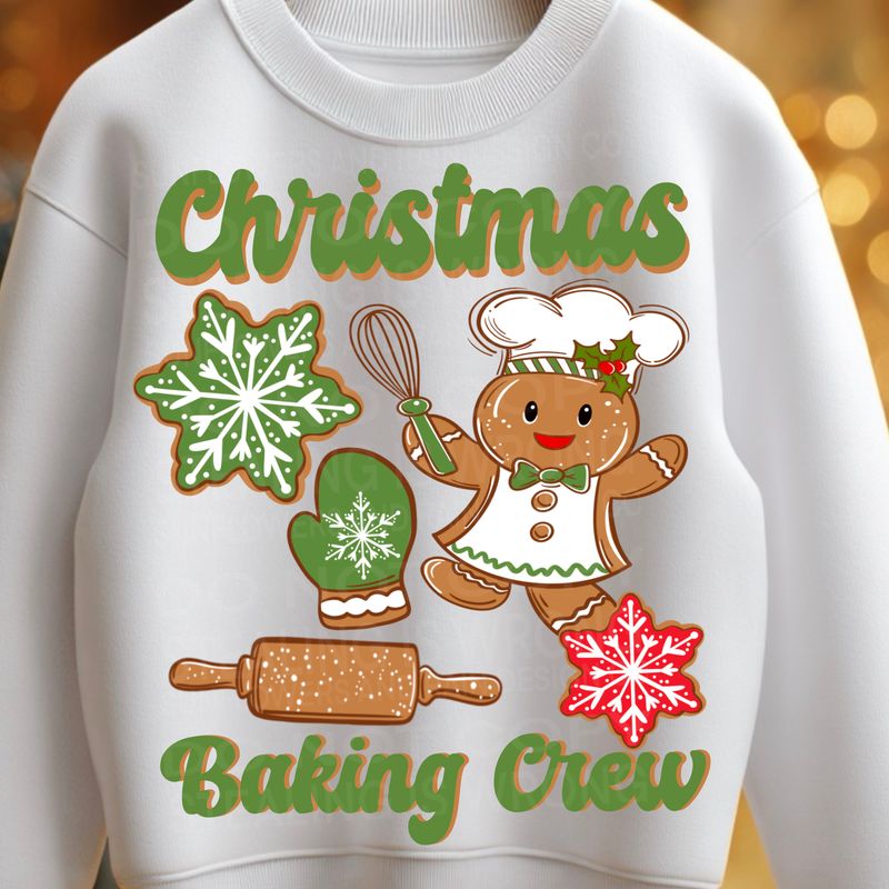 Christmas baking crew green  png file for sublimation and dtf shirts. Digital download only.