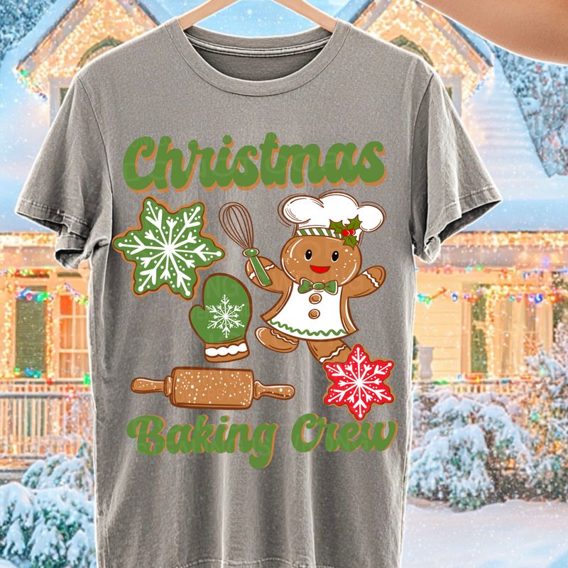 Christmas baking crew green  png file for sublimation and dtf shirts. Digital download only.