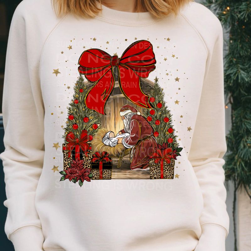 Jesus and Santa Christmas png file for sublimation and dtf shirts. Digital download only.