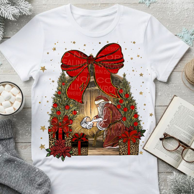 Jesus and Santa Christmas png file for sublimation and dtf shirts. Digital download only.