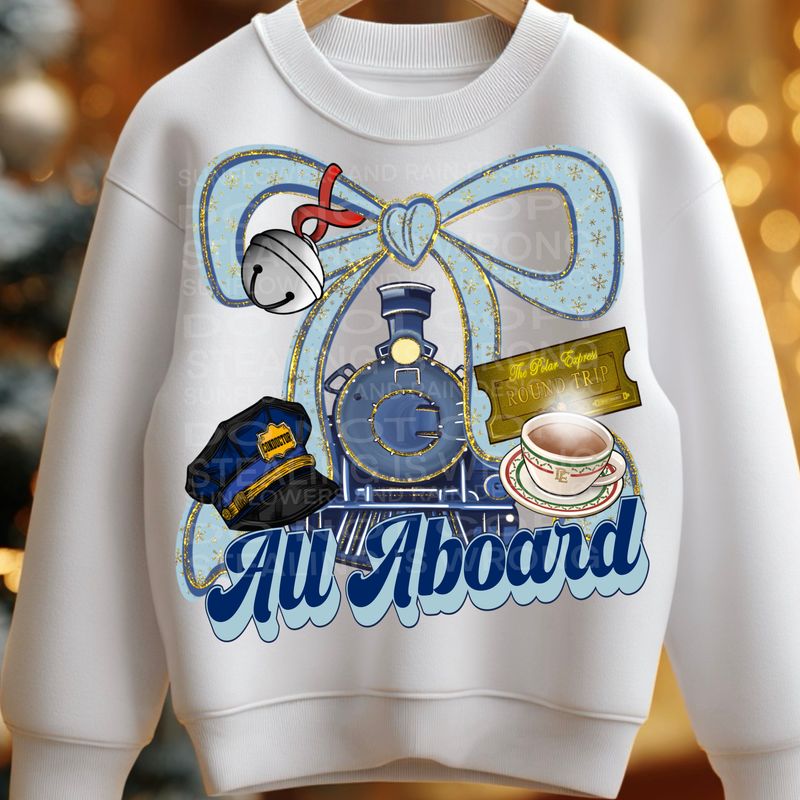 Polar Express all aboard png file for sublimation and dtf shirts. Digital download only.