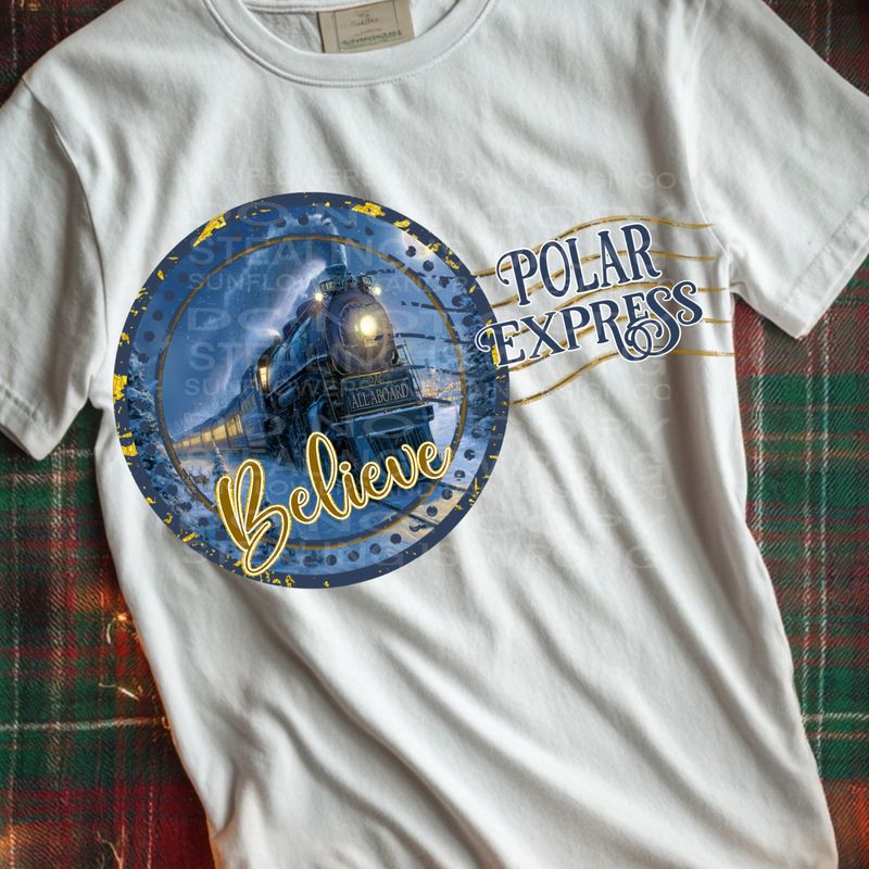 Polar Express believe png file for sublimation and dtf shirts. Digital download only.