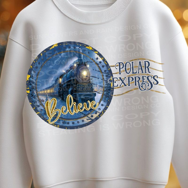 Polar Express believe png file for sublimation and dtf shirts. Digital download only.
