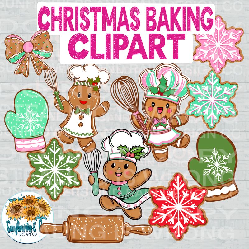 Christmas baking clipart png file for sublimation and dtf shirts. Digital download only.