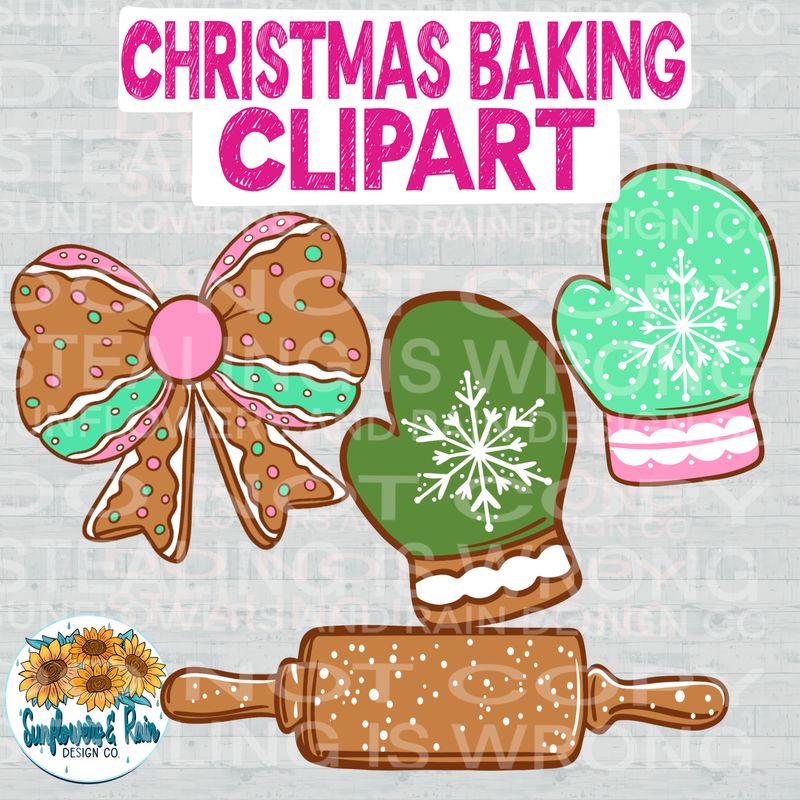Christmas baking clipart png file for sublimation and dtf shirts. Digital download only.
