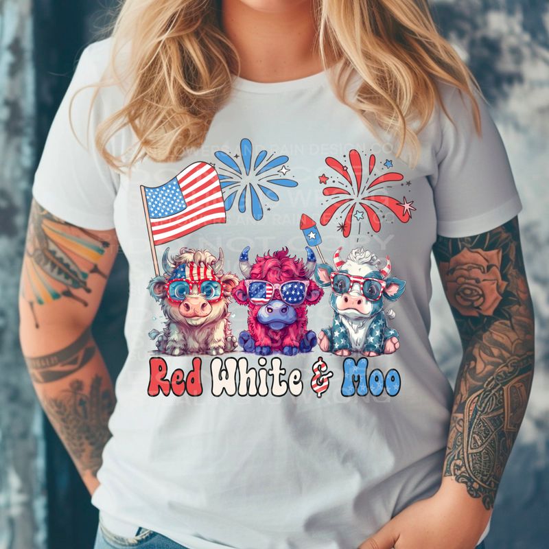 Red , white and moo funny cow  PNG file for sublimation or DTF T-shirts. Digital download only.