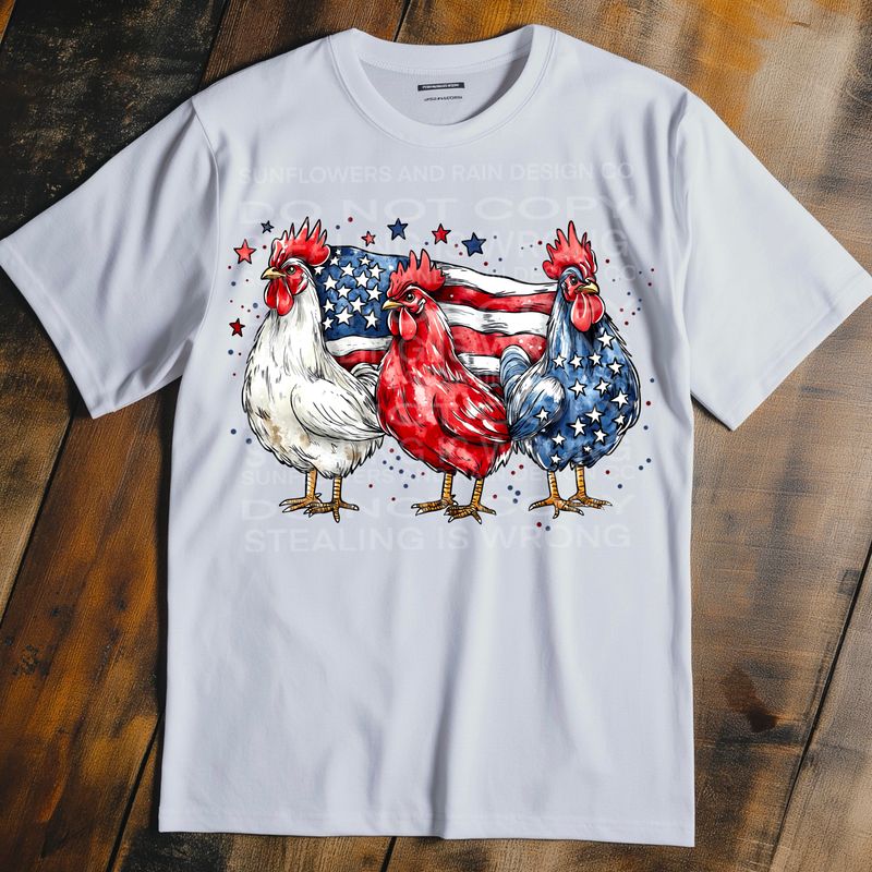 4th of July chicken file for sublimation and dtf shirts. Digital download only.