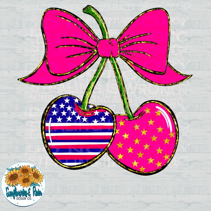 Cherrys flag USA file for sublimation and dtf shirts. Digital download only.