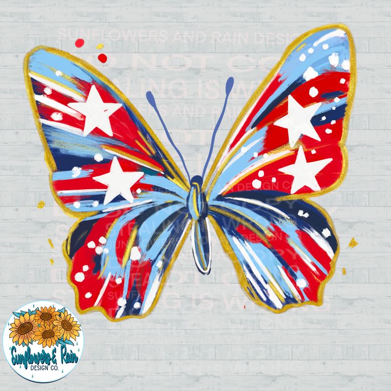 Butterfly 4th of July png file for sublimation and dtf shirts. Digital download only.