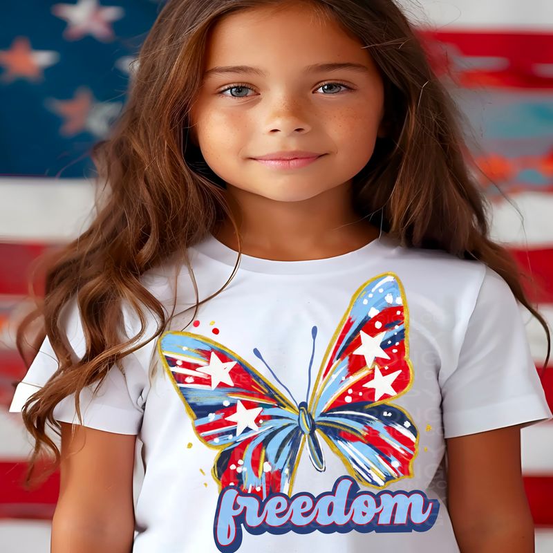 Butterfly Freedom 4th of July png file for sublimation and dtf shirts. Digital download only.