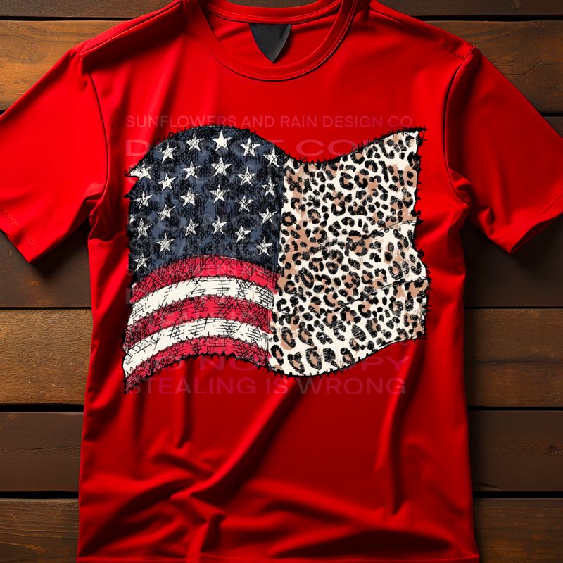 Leopard print flag  png file for sublimation and dtf shirts. Digital download only.
