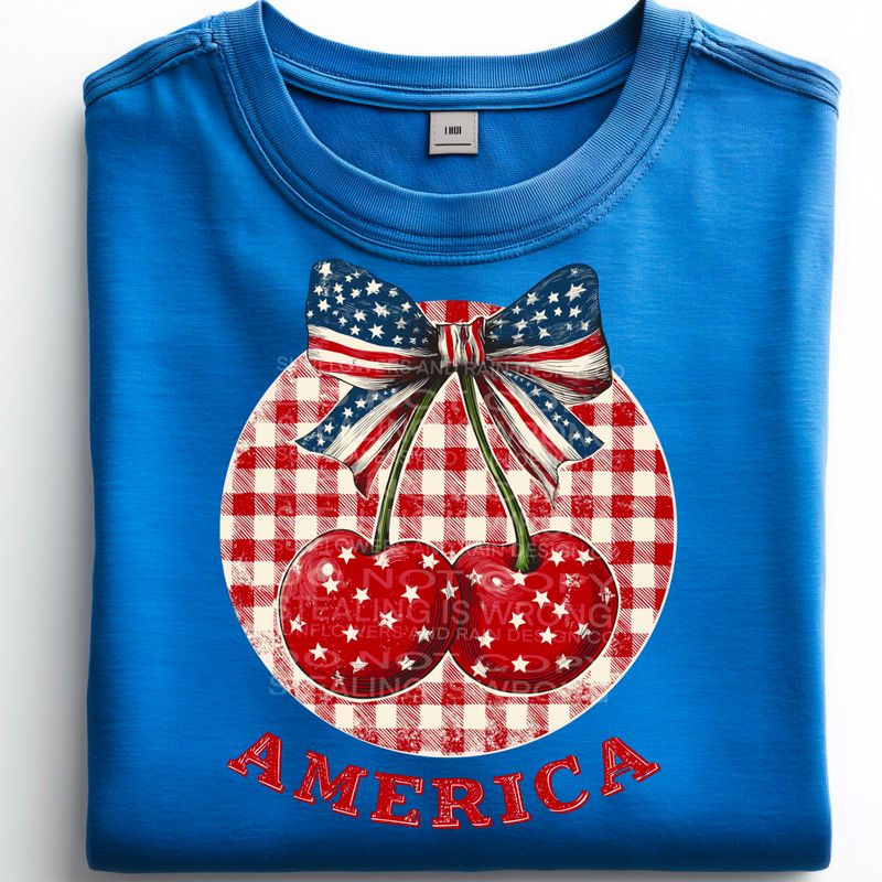 America cherries png file for sublimation and dtf shirts. Digital download only.