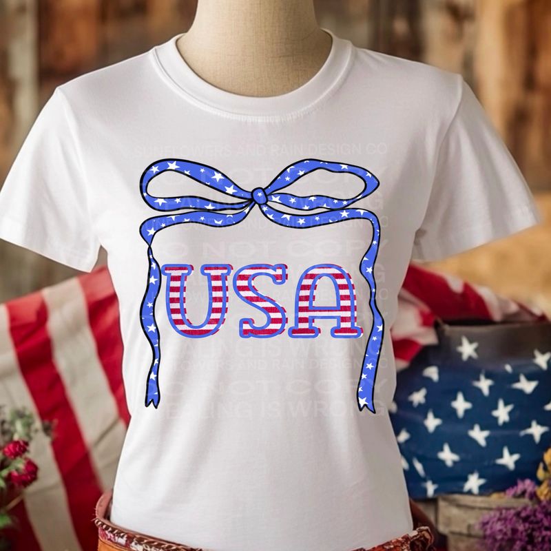 USA coquette bow png file for sublimation and dtf shirts. Digital download only.