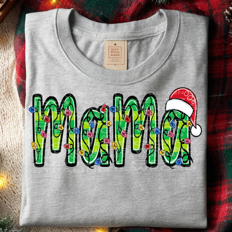 Mama Christmas lights file for sublimation and dtf shirts. Digital download only.