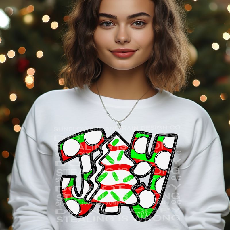 Christmas tree cake joy file for sublimation and dtf shirts. Digital download only.