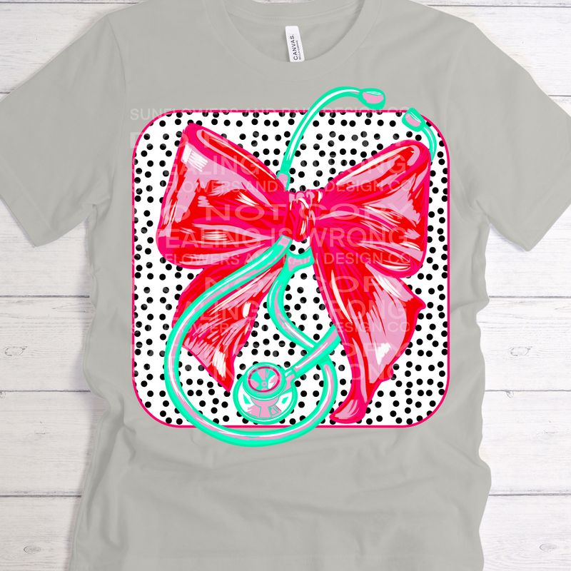 Bow and stethoscope png  file for sublimation and dtf shirts. Digital download only.