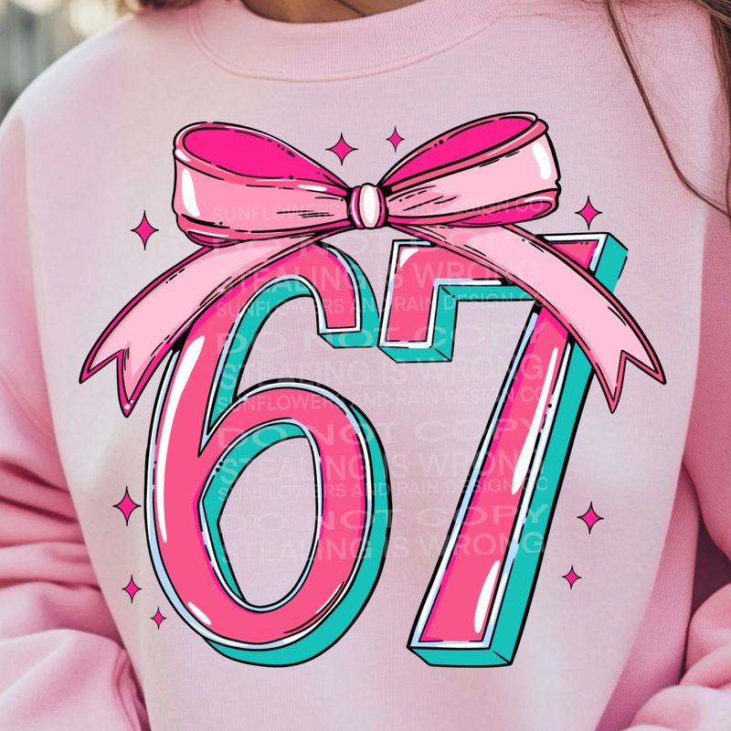 67 pink bow png file for sublimation and dtf shirts. Digital download only.