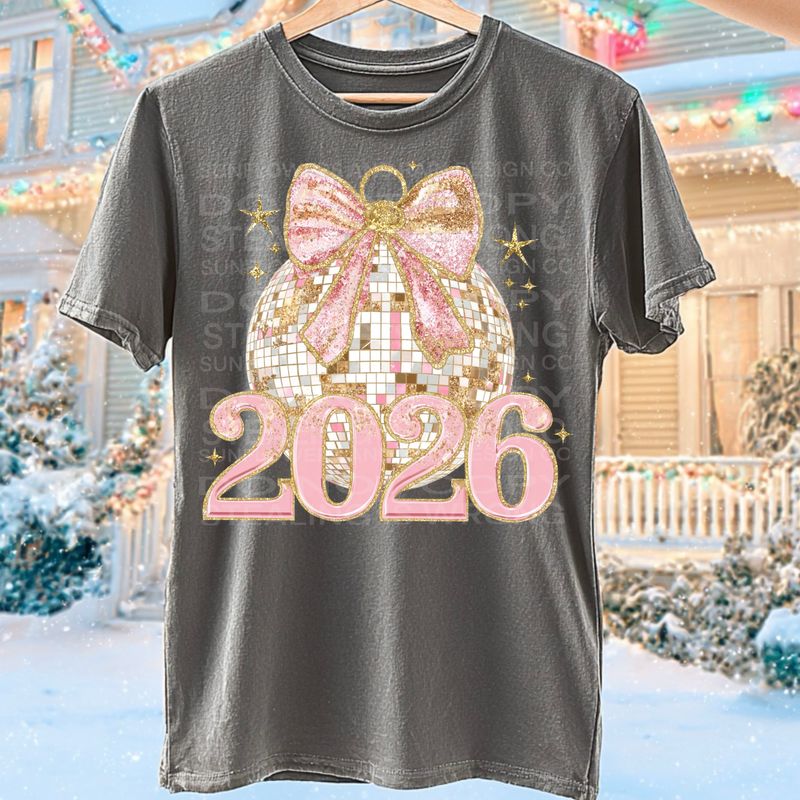 2026 pink and gold png file for sublimation and dtf shirts. Digital download only.