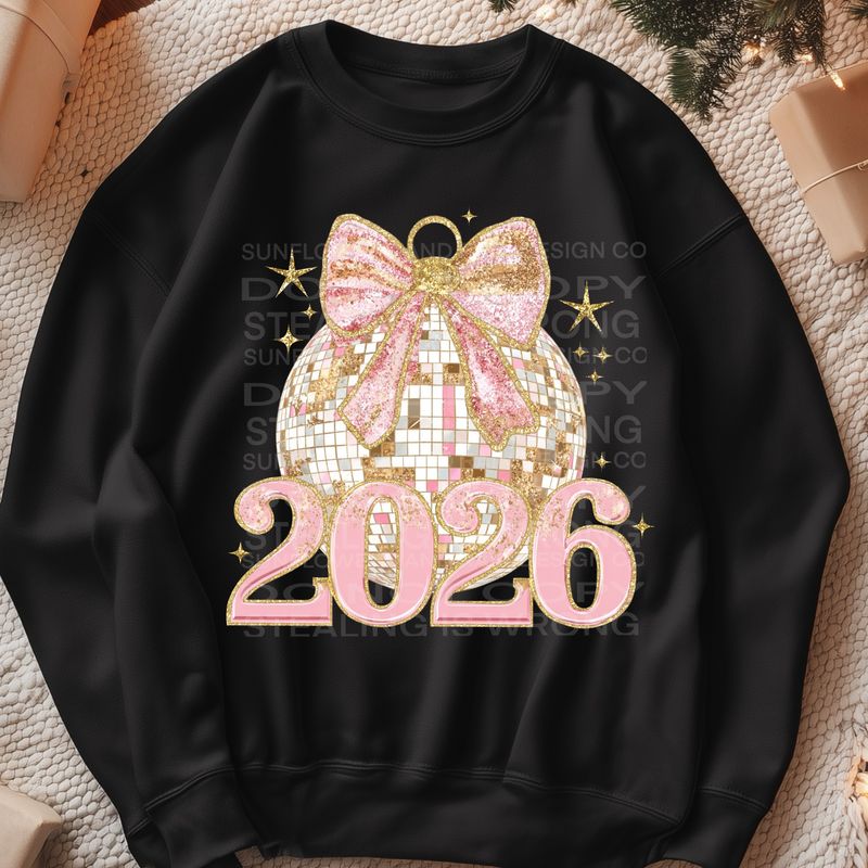 2026 pink and gold png file for sublimation and dtf shirts. Digital download only.