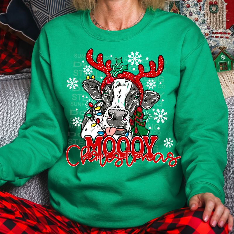 Moooy Christmas png file for sublimation and dtf shirts. Digital download only.
