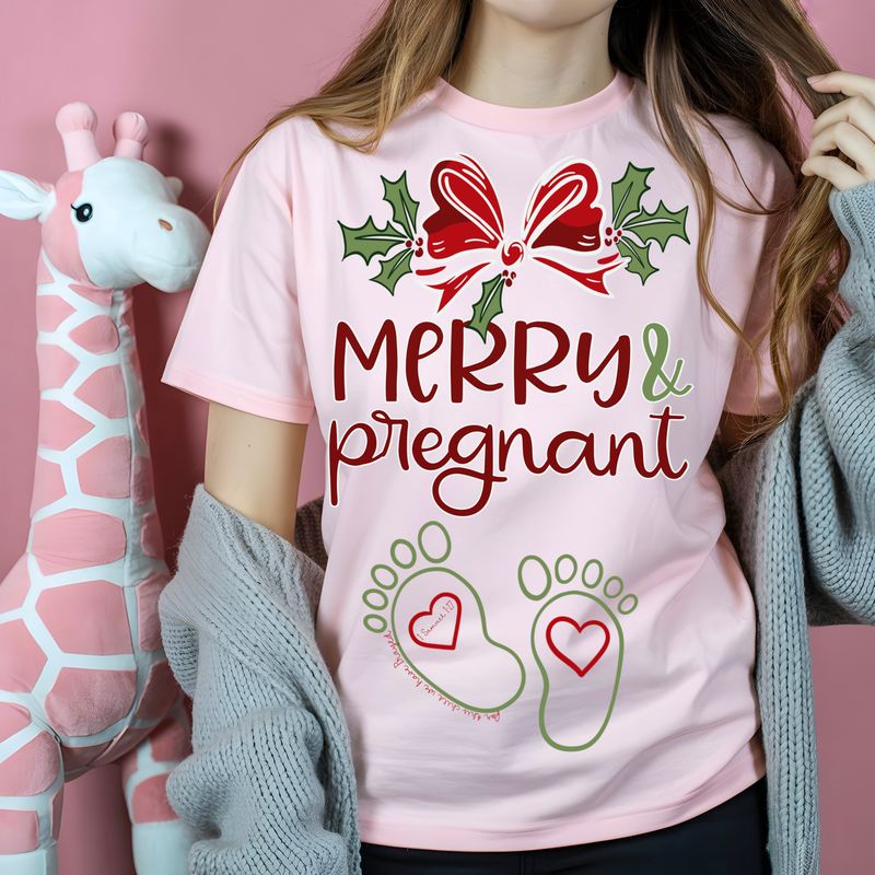 Merry and pregnant   png  file for sublimation and dtf shirts. Digital download only.