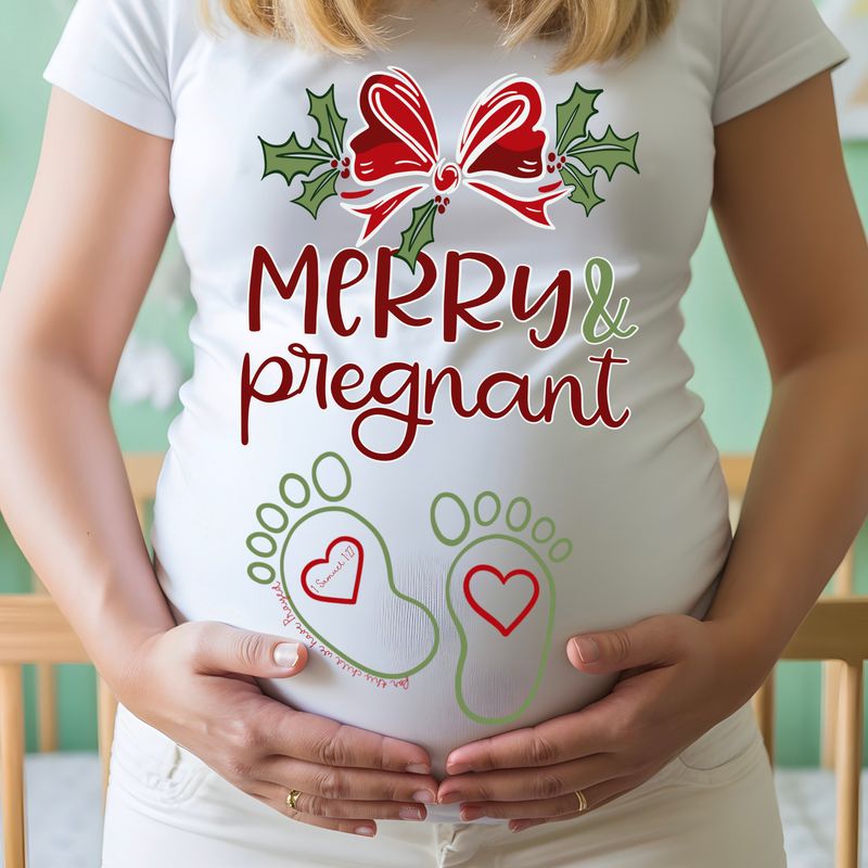 Merry and pregnant   png  file for sublimation and dtf shirts. Digital download only.