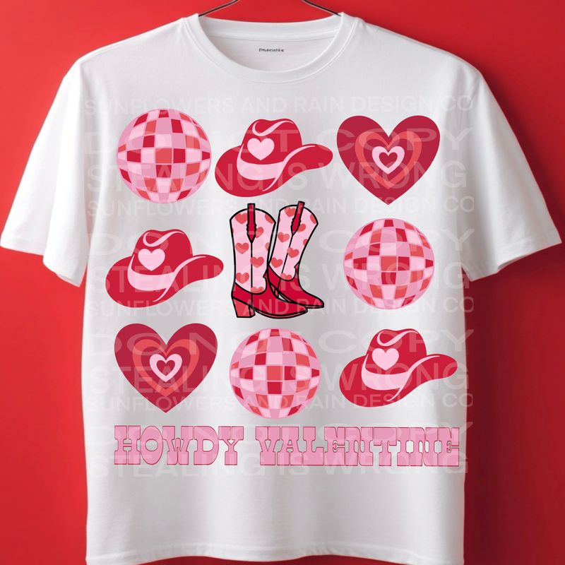 Howdy valentine png  file for sublimation and dtf shirts. Digital download only.