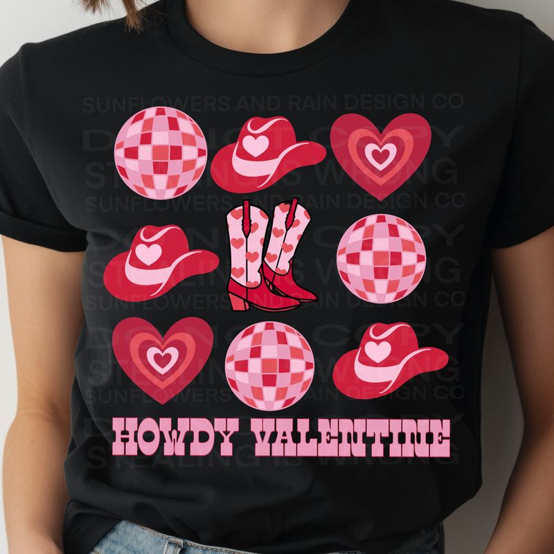 Howdy valentine png  file for sublimation and dtf shirts. Digital download only.