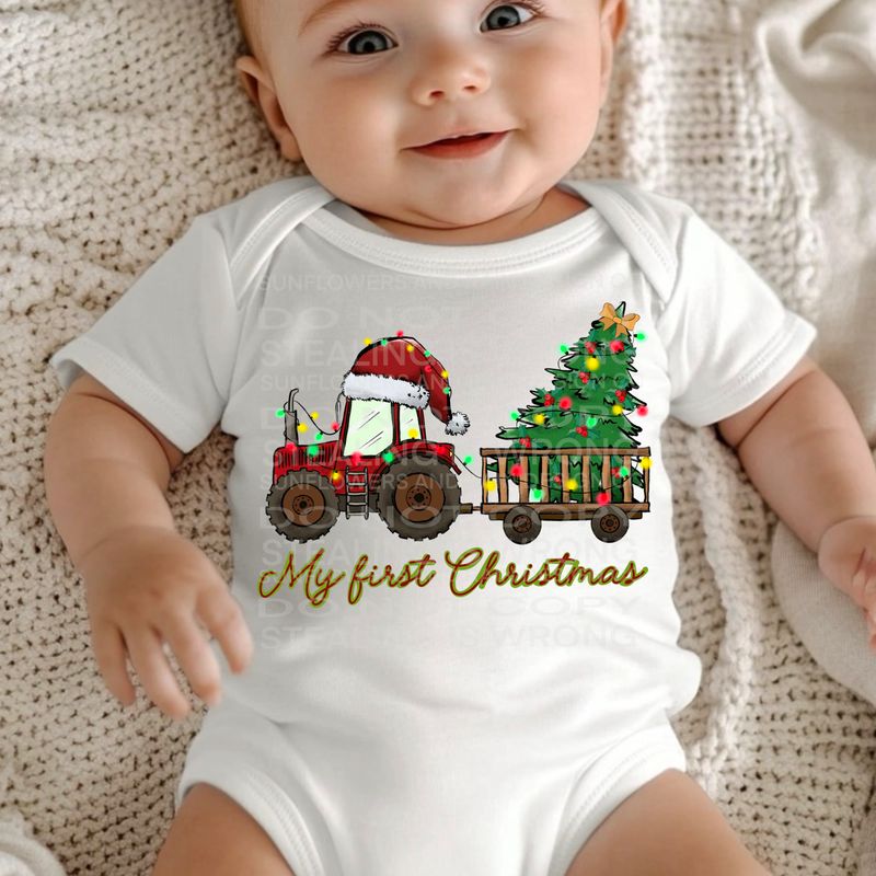 Merry Christmas tractor png file for sublimation and dtf shirts. Digital download only.
