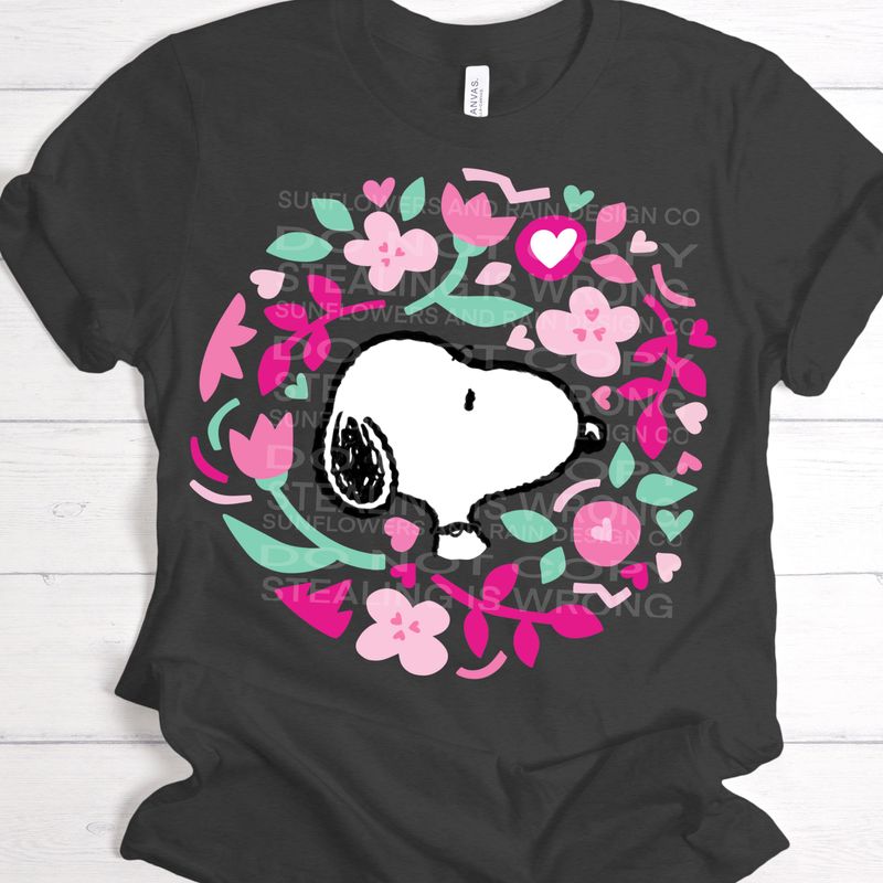 Snoopy hearts and flowers png  file for sublimation and dtf shirts. Digital download only.