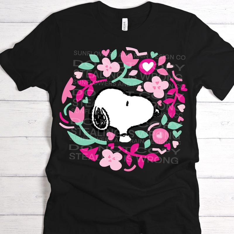 Snoopy hearts and flowers png  file for sublimation and dtf shirts. Digital download only.