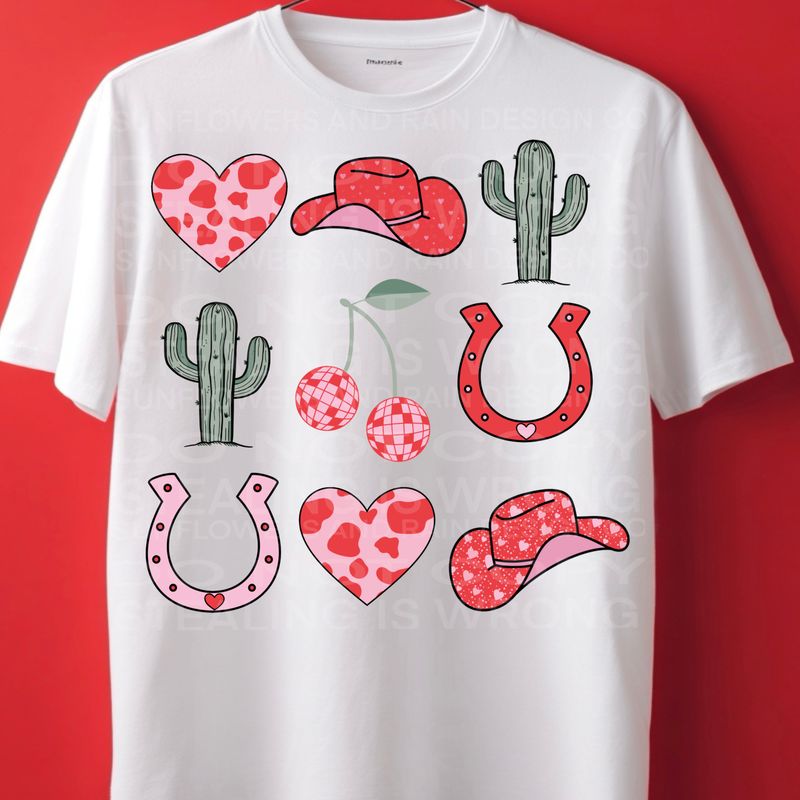Western Valentine’s Day png file for sublimation and dtf shirts. Digital download only.