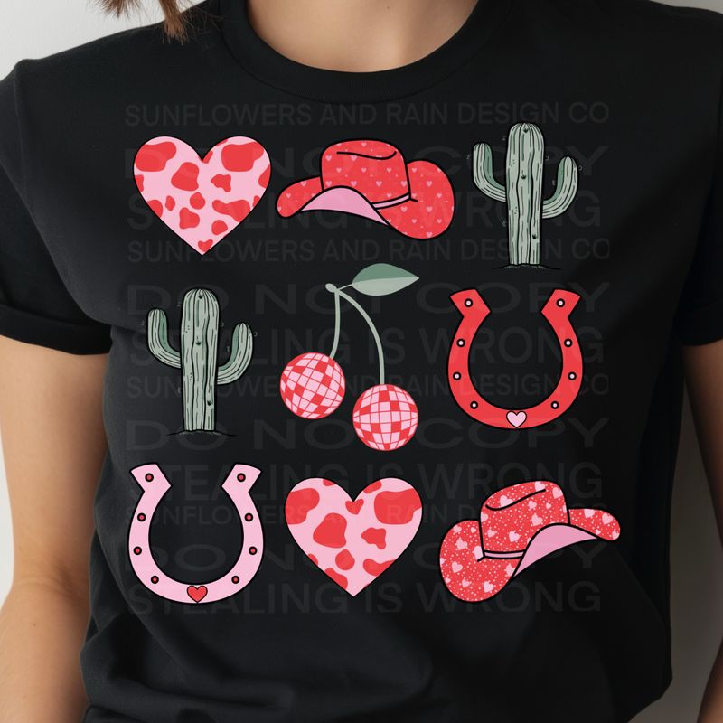 Western Valentine’s Day png file for sublimation and dtf shirts. Digital download only.