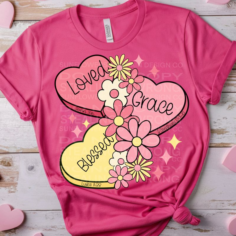 Blessed hearts  png file for sublimation and dtf shirts. Digital download only.