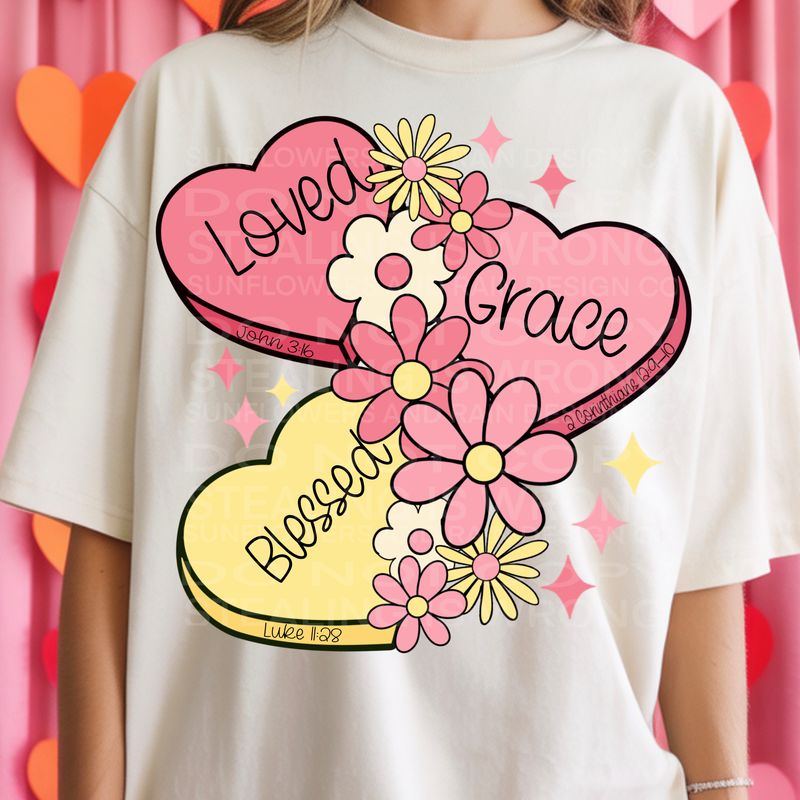 Blessed hearts  png file for sublimation and dtf shirts. Digital download only.