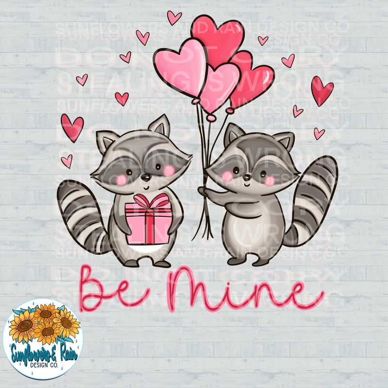 Raccoons be mine png file for sublimation and dtf shirts. Digital download only.