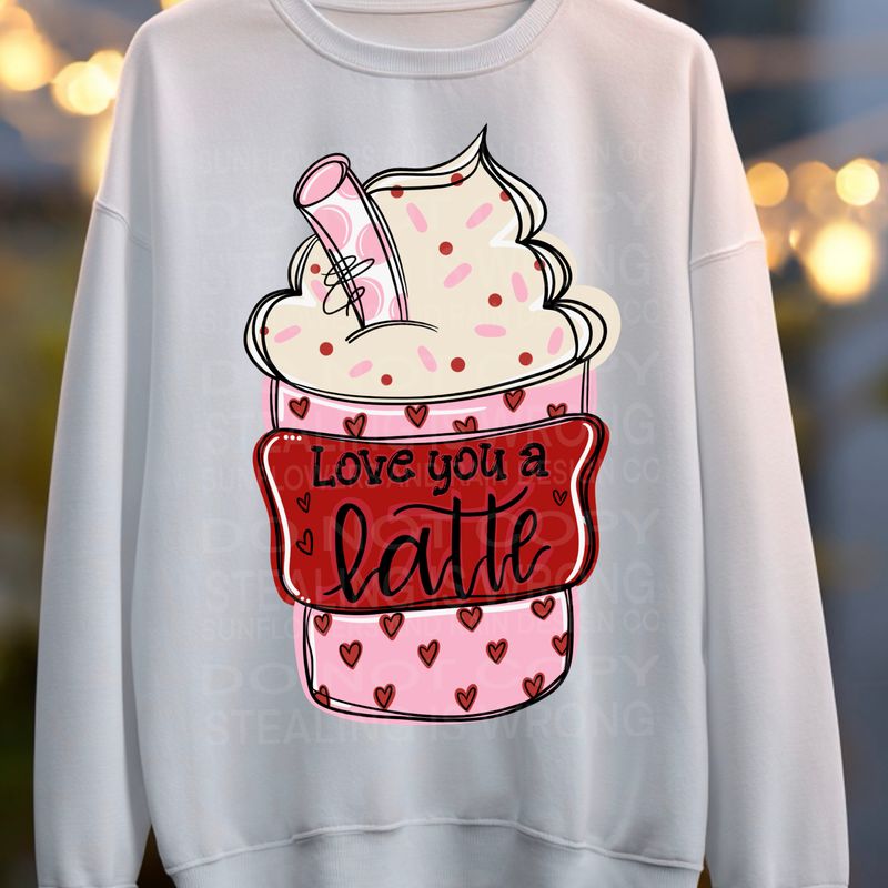 Love a latte png file for sublimation and dtf shirts. Digital download only.