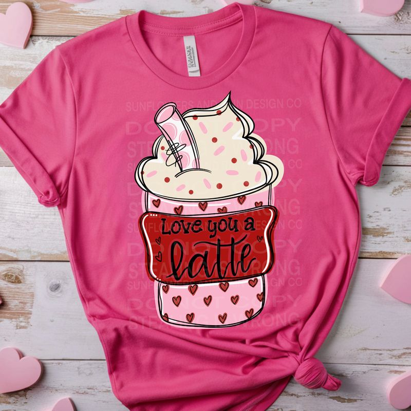Love a latte png file for sublimation and dtf shirts. Digital download only.